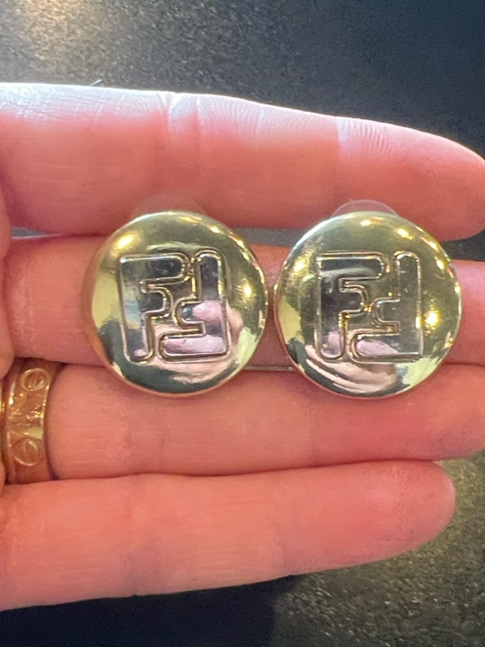 Fendi Gold-Tone Logo Button Earrings